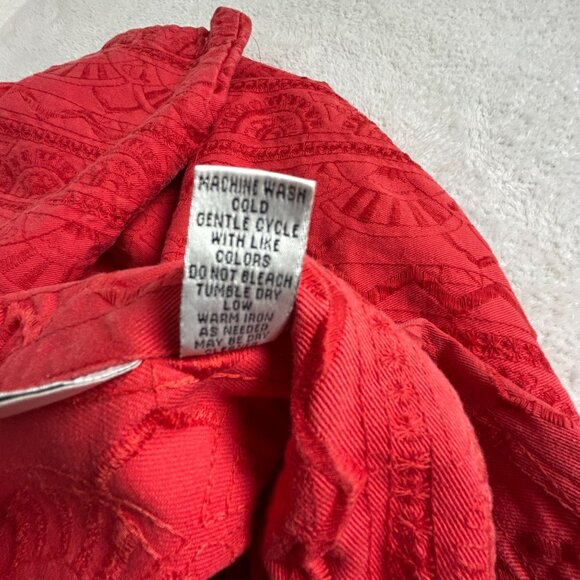Chico's Design Womens Red Embroidered Cotton Jacket Size 1 Button Front Casual - Picture 4 of 9